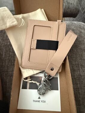 NEW Leather Card Holder Wrist Strap - Blush Pink